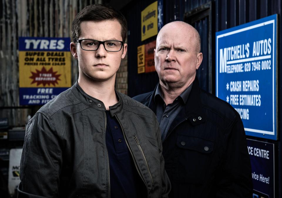  The last actor to play the son of Phil Mitchell was Harry Reid, here with soap stalwart Steve McFadden