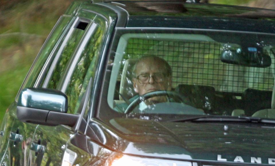  Prince Philip, pictured driving in September, was breathalysed by police following the horror crash