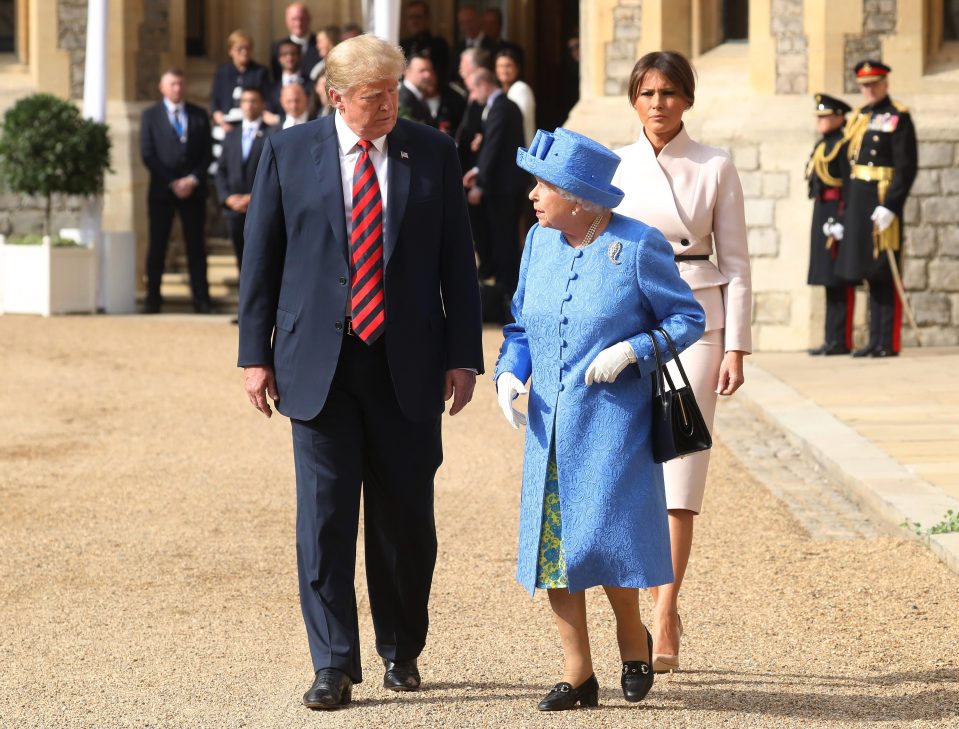  Queen Elizabeth meets President Trump and First Lady Melania during his previous visit in July