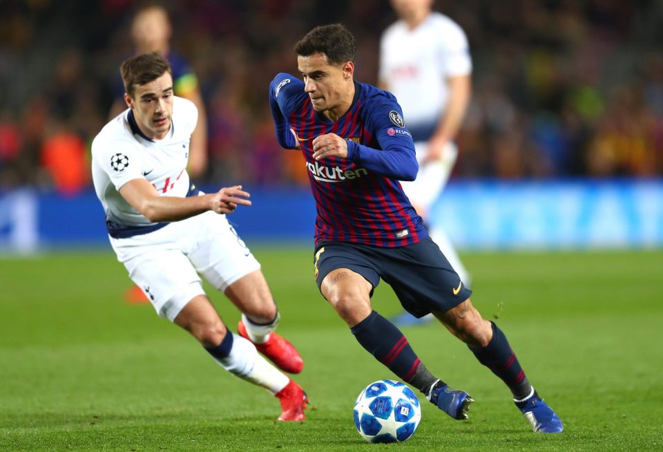  Philippe Coutinho's last start was in Barca's draw at home to Spurs in the Champions League