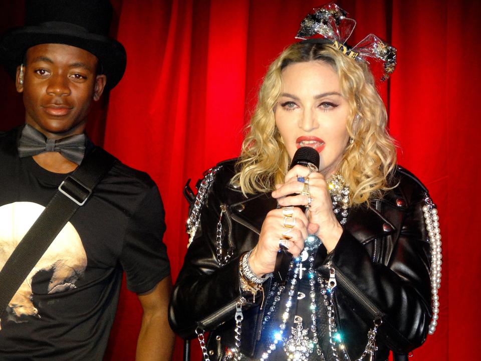  Madonna and her son David appeared on stage together in New York on New Year's Eve