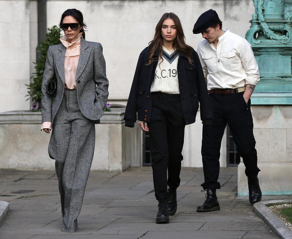  Victoria Beckham welcomed their son Brooklyn's new girlfriend into the family today as they attended London Fashion Week