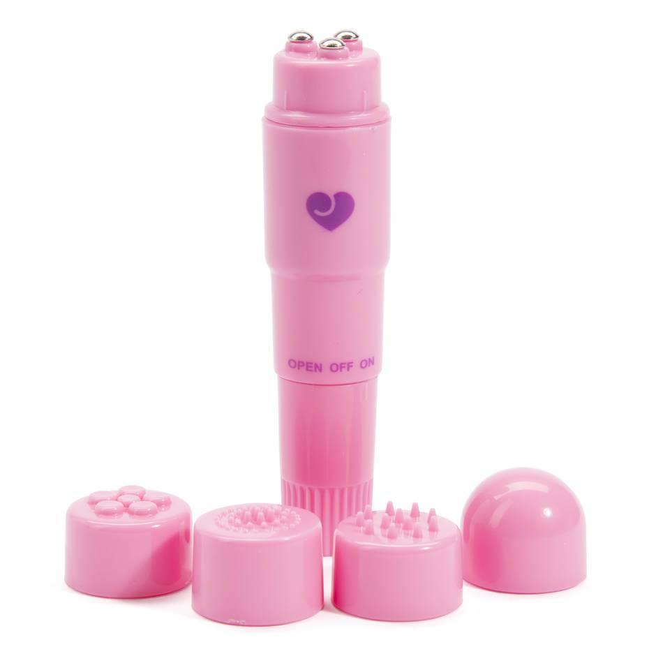  Lovehoney says ' the Powerful Pocket Vibrator features 4 interchangeable heads for an ever-changing array of stimulation'