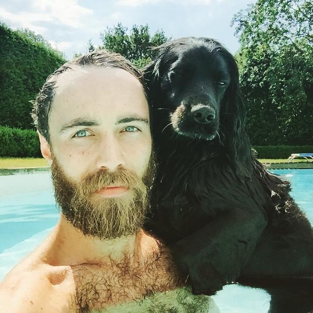 James, with one of his many dogs