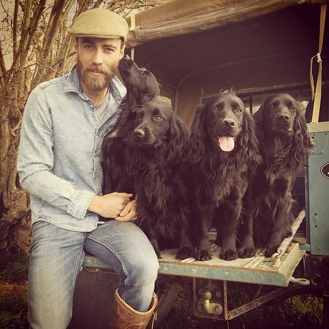 James, pictured with his dogs