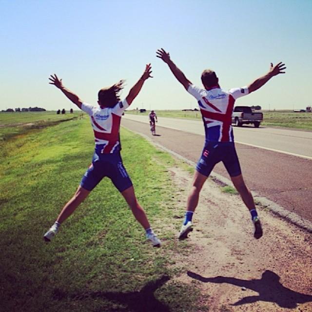  He celebrates after exercising - possibly with Pippa