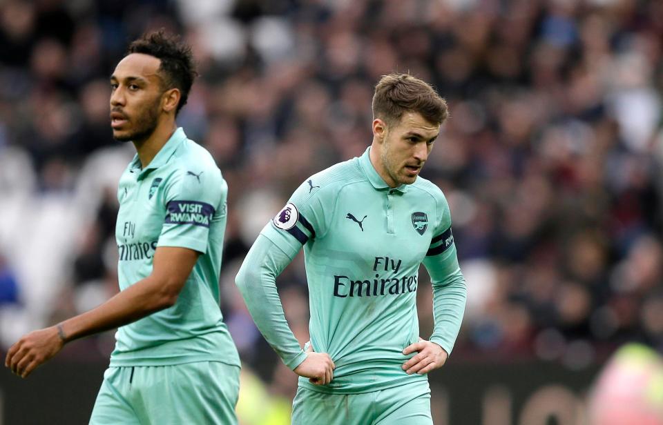  Aaron Ramsey was on the losing team as Arsenal were beaten by West Ham on Saturday