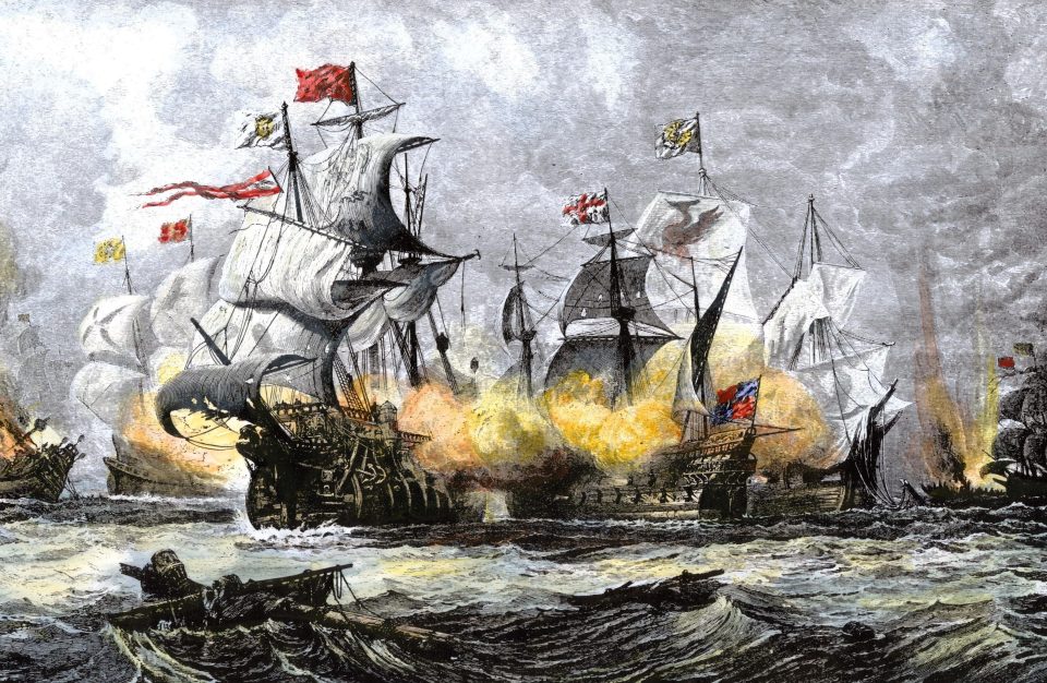  The English used huge guns to spray the Spanish Armada in 1588