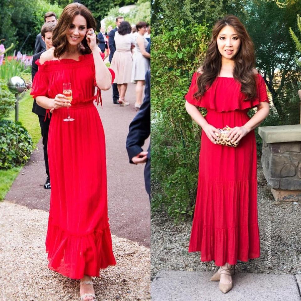  Janelle painted the town red like the Duchess of Cambridge did, with a matching red maxi dress