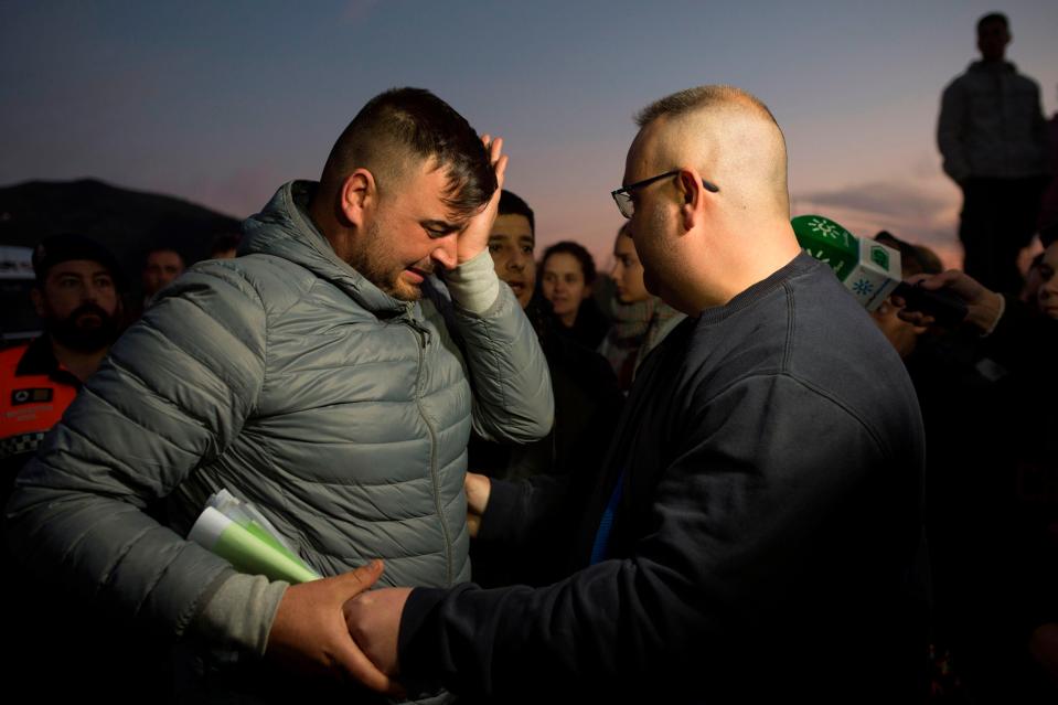  Julen's father Jose was seen crying at the scene as rescuers tried to find his son