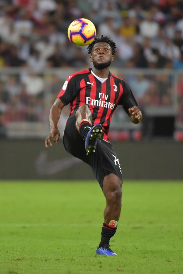  Milan midfielder Kessie was shown a red card for a tackle on Emre Can