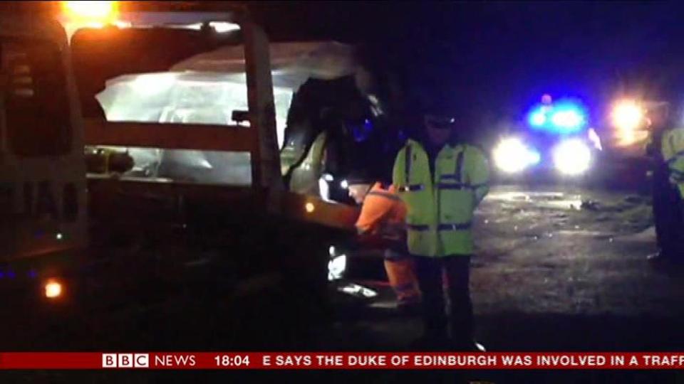  TV images showed emergency services at the scene tonight