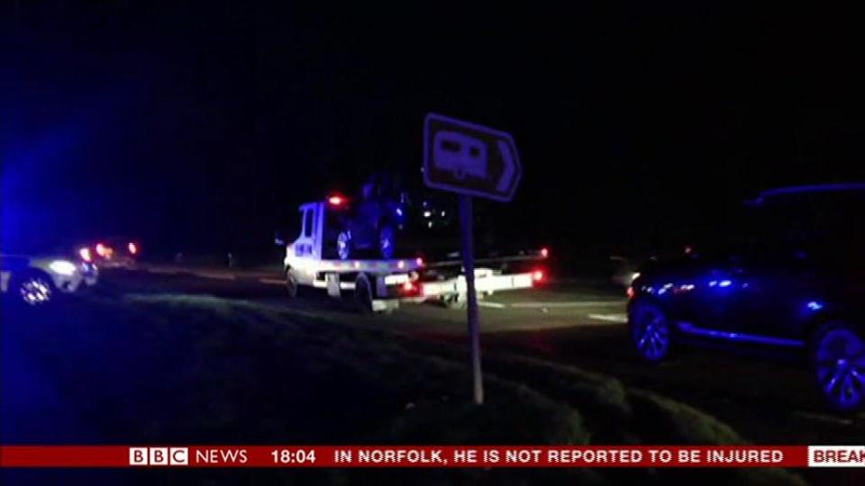  The royal Land Rover seen being removed from the crash scene