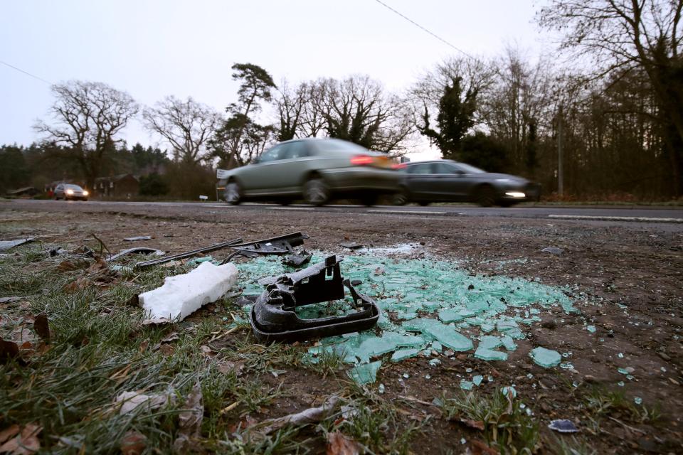  Debris at the scene of the accident near the Sandringham Estate