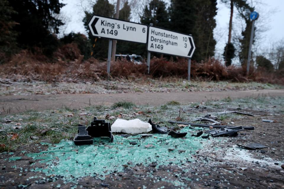  Debris was left on the road in the wake of the crash