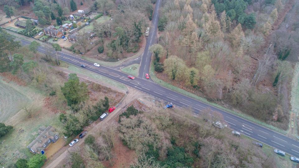  An aerial image of the scene where the crash unfolded yesterday