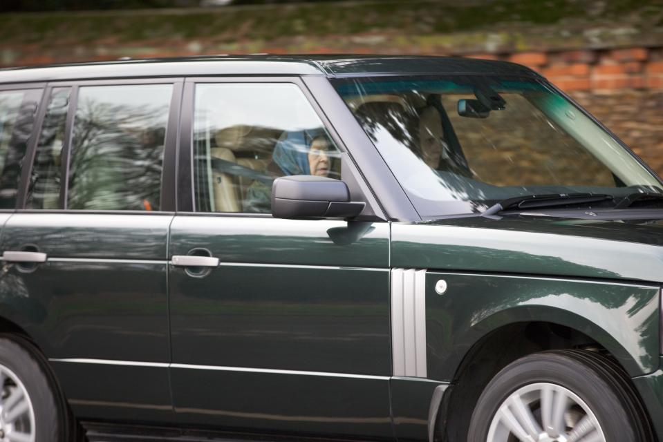  The Queen was also spotted behind the wheel today, but wore her seat belt