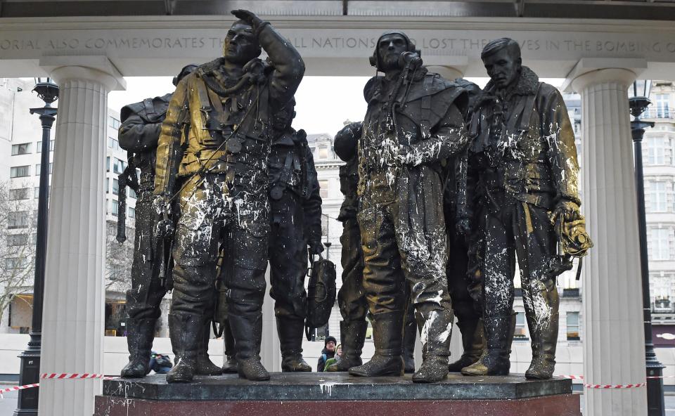  are hunting yobs who daubed white paint over a memorial to the 55,573 members of RAF Bomber Command who died in World War Two