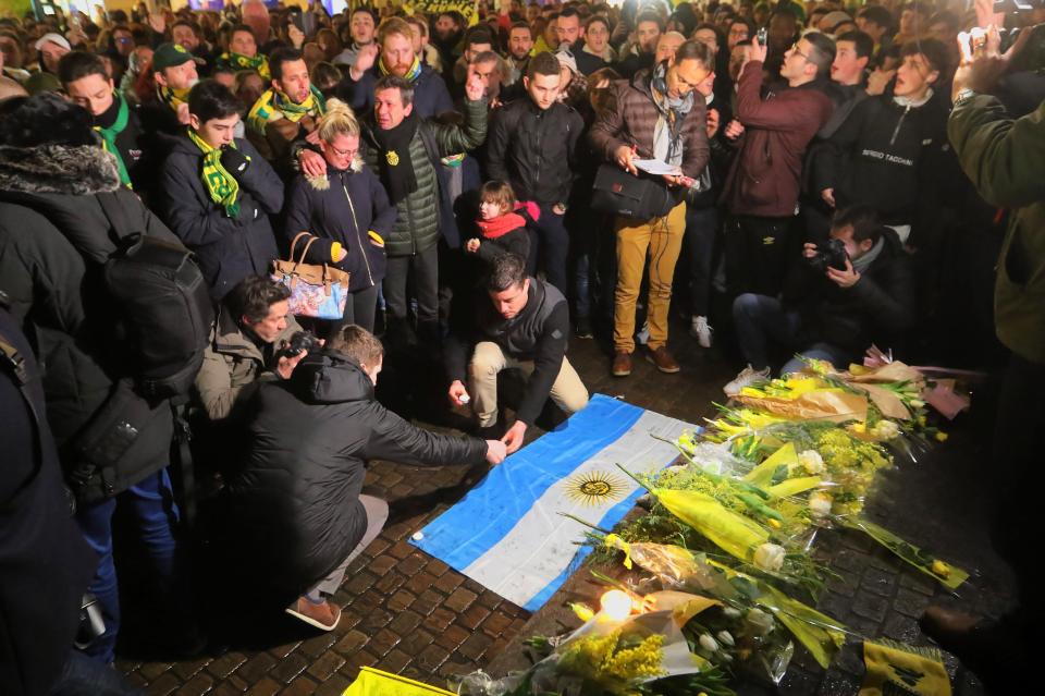  Friends and fans held a vigil for Sala in Nantes, France