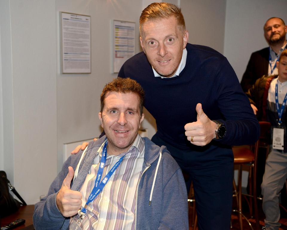  Garry Monk greets fan John Gibb in hospital