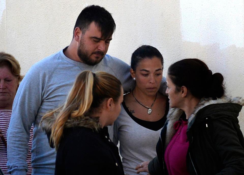  Parents Jose Rosello and Vicky Garcia arrive at the funeral home in El Palo, Malaga