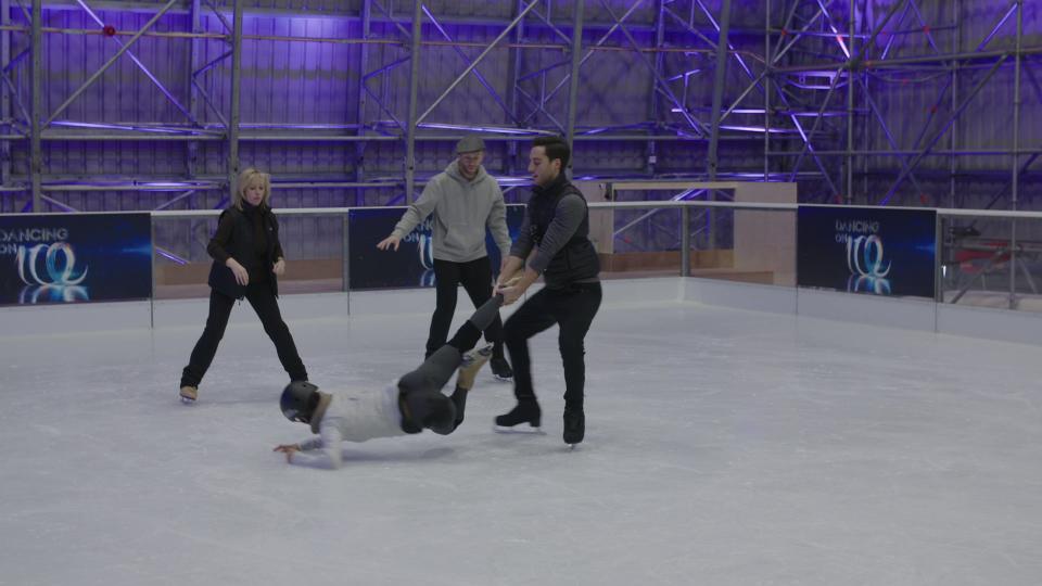  Melody has been using a helmet while rehearsing the headbanger move this week