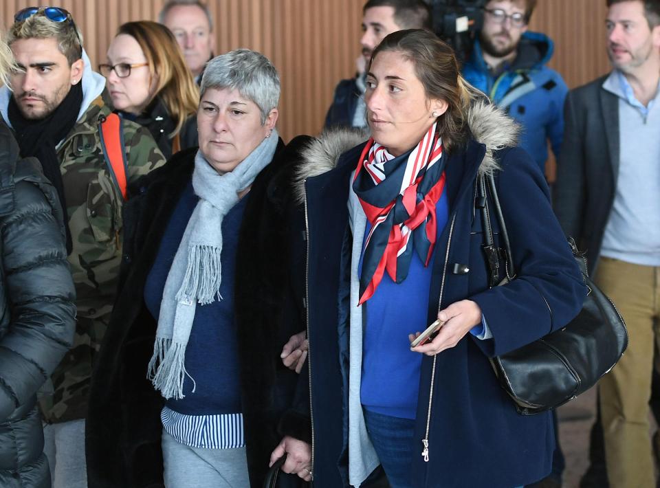  Emiliano Sala's mum Mercedes and sister Romina at Guernsey Airport today