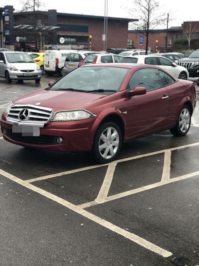  The car was first spotted parked diagonally across a disabled bay