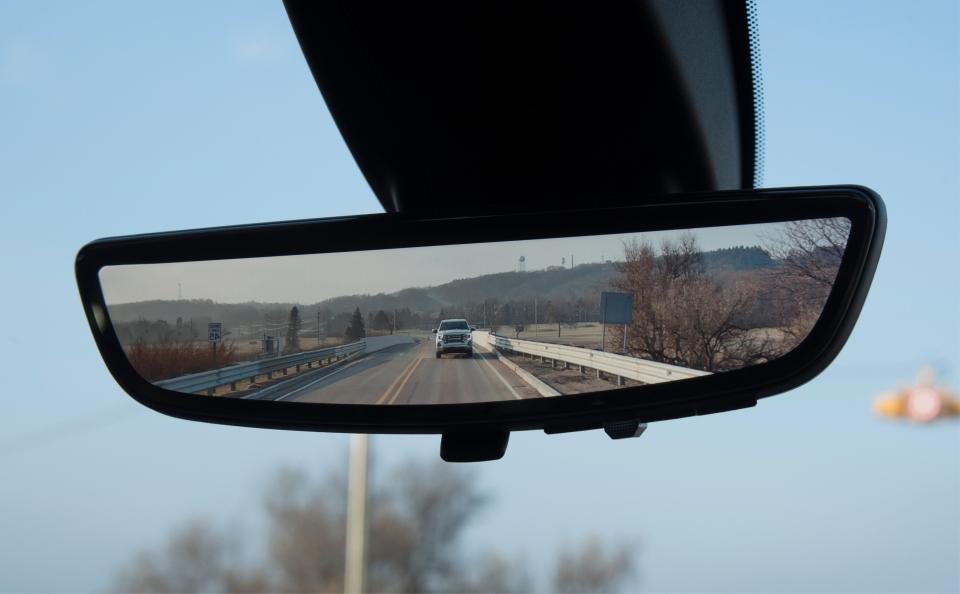  The footage is played on the car's rear view mirror