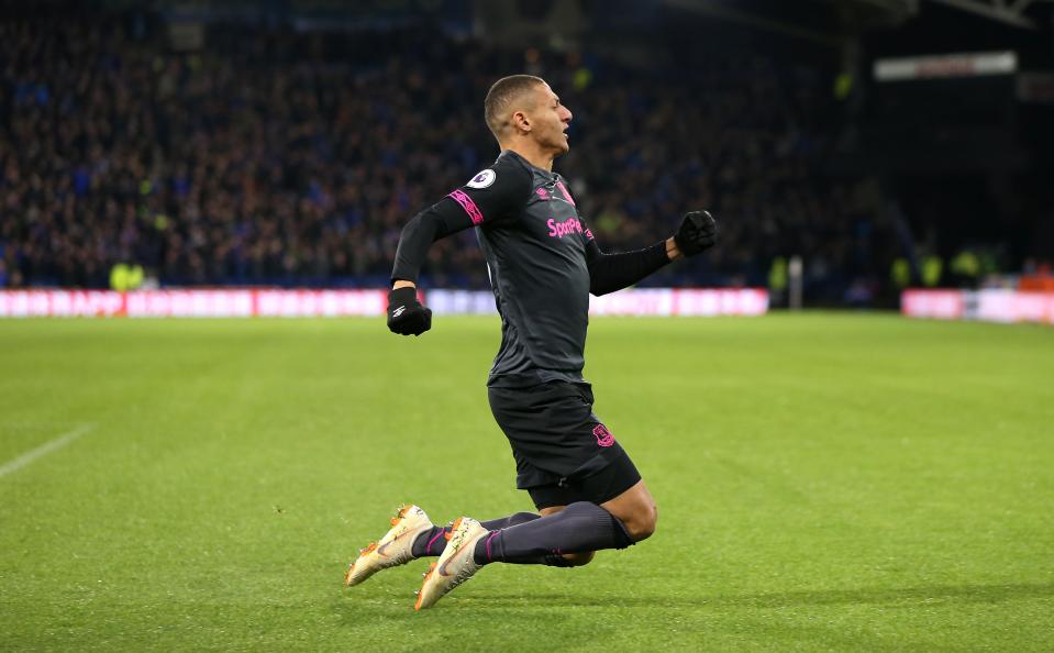  Richarlison celebrates after his early goal to give Everton a vital three points