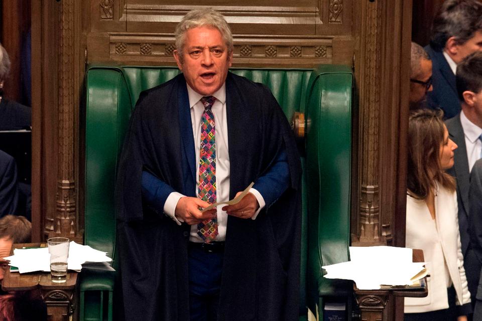  House of Commons speaker John Bercow at the dispatch box as Brexit vote passes by 16 votes