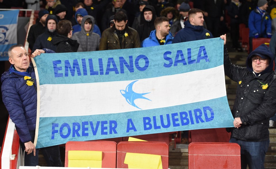 Fans at the Emirates held their own tributes to their striker who went missing after the plane he was travelling on disappeared from flight radar