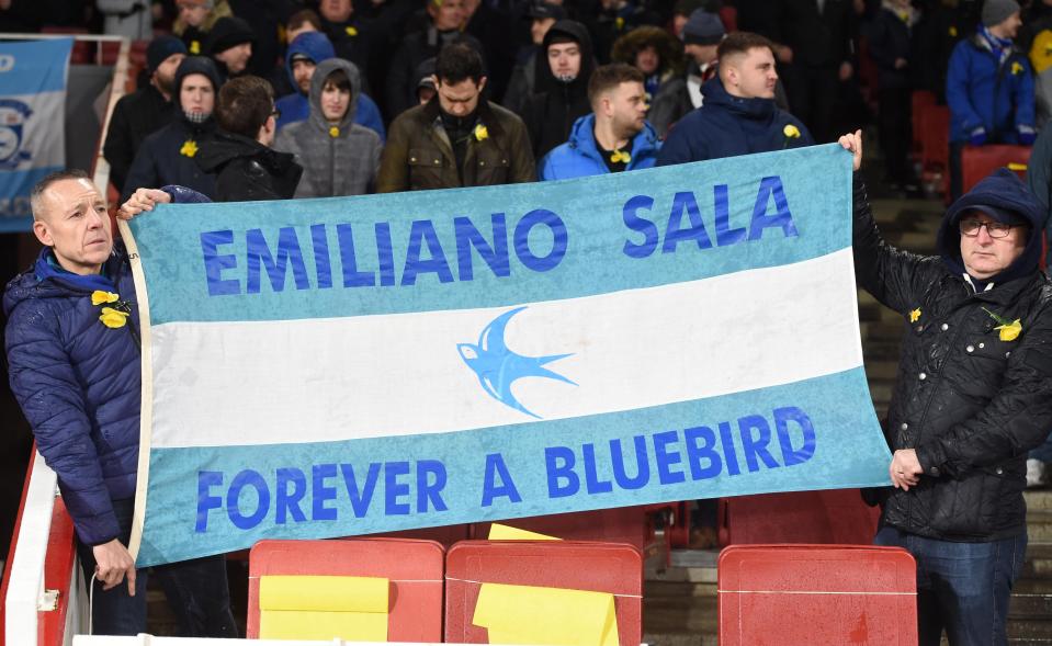  Fans at the Emirates held their own tributes to their striker who went missing after the plane he was travelling on disappeared from flight radar