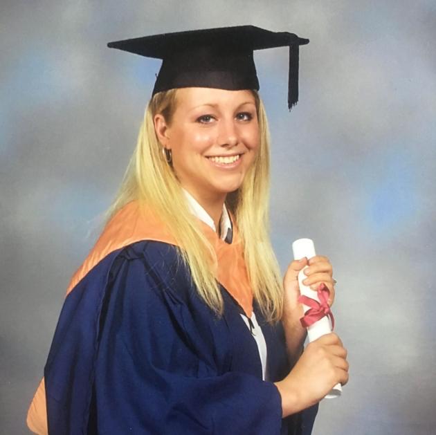  Angela Davey graduated from university with a history degree in 2003