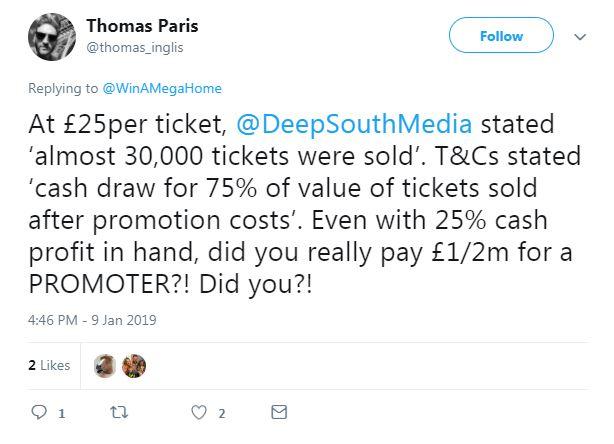  People queried the £500,000 paid to 'promoters'