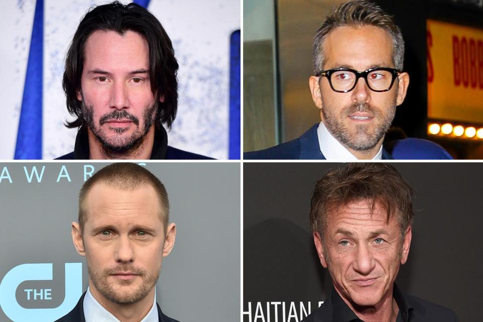  Top left: Keanu Reeves, top right: Ryan Reynolds, bottom left: Alexander Skarsgard, bottom right: Sean Penn