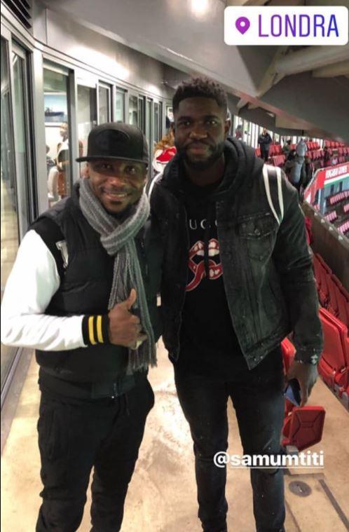  Samuel Umtiti was spotted at the Emirates for Arsenal's win last night