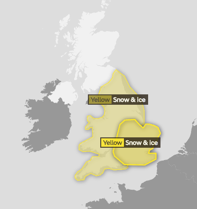  Yellow warnings will remain in place for most of England on Wednesday