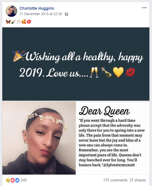  The young mum had posted a new year's message to her Facebook friends just hours before her death