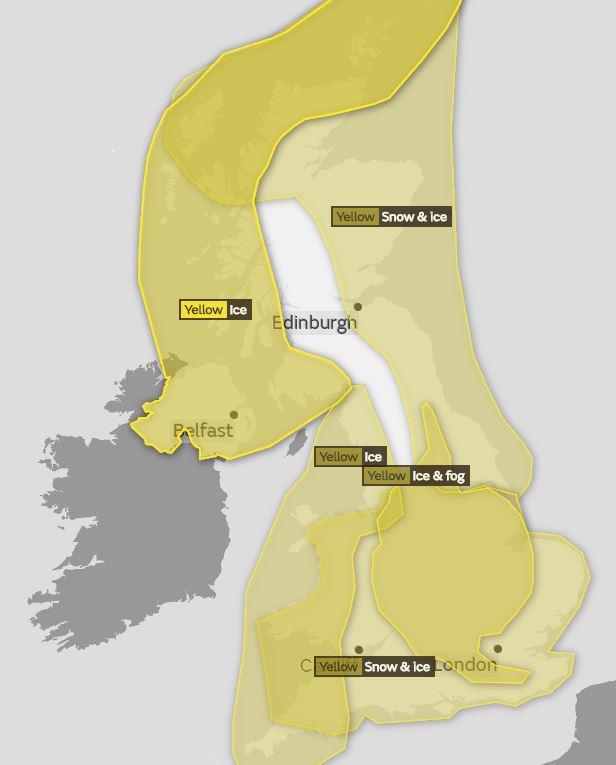  There are five different weather warnings across the UK today