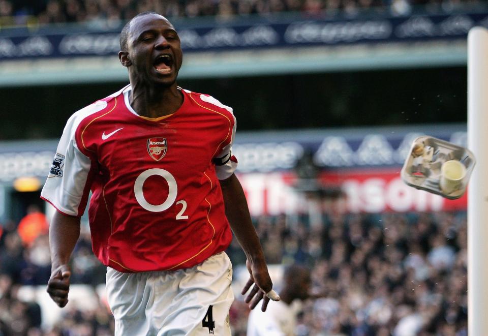  Patrick Vieira achieved legendary status after he spent nine years playing for Arsenal