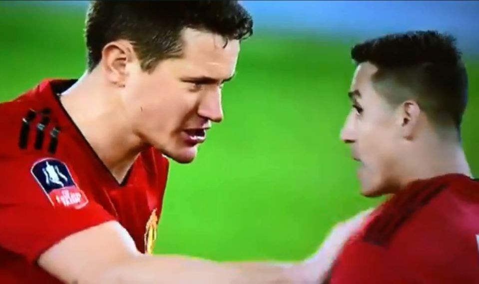  Herrera shoved his team-mate in joy after the victory over Chelsea