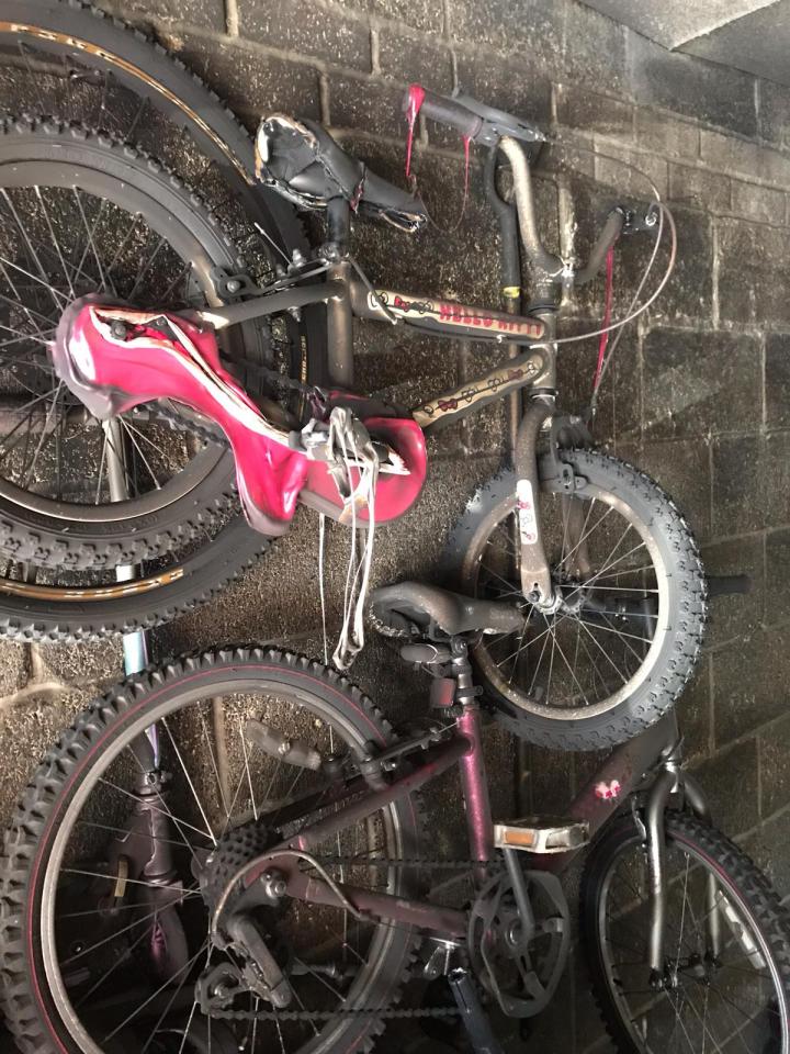  The children's bikes were damaged in the blaze