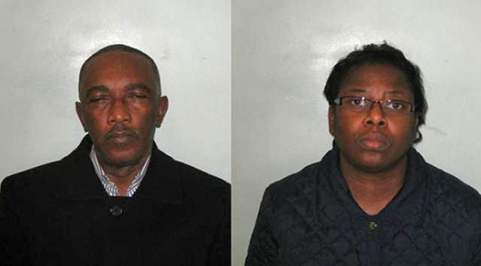 Emmanuel Edet and his wife Antan, who were found guilty of keeping a young man as a slave for 24 years