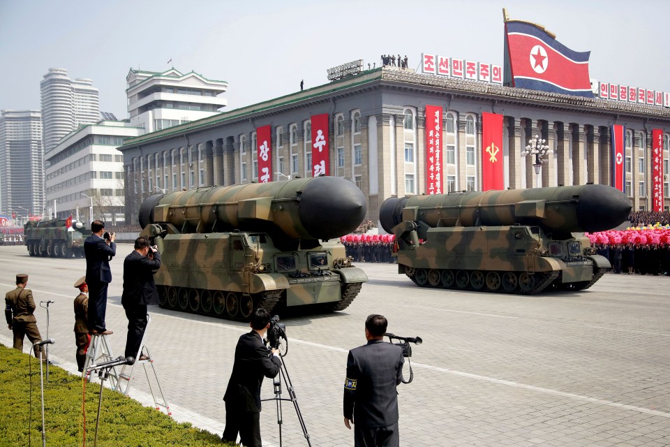  A fleet of Pukguksong-2 missiles is paraded through Pyongyang