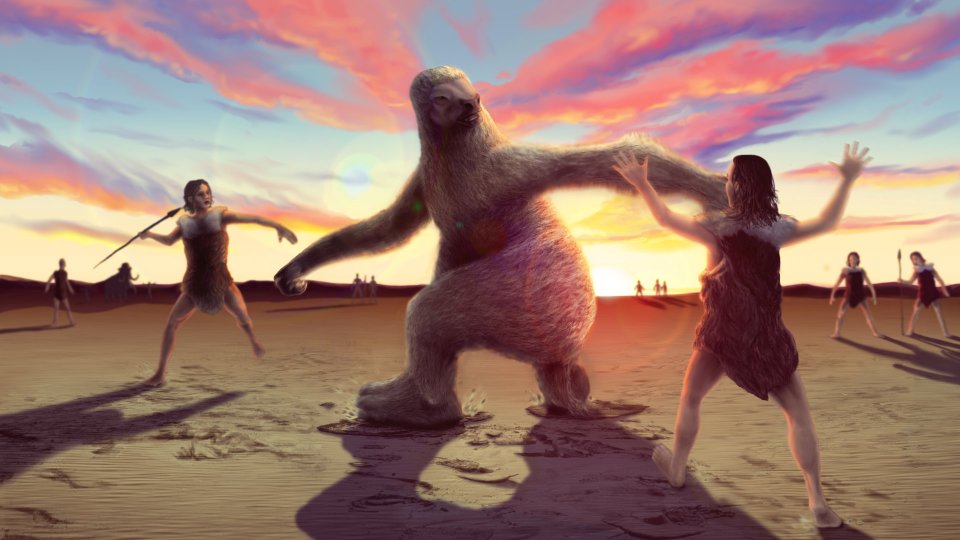  The ancient sloths would have towered over humans