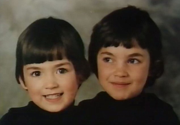  Mae pictured age six with sibling Heather