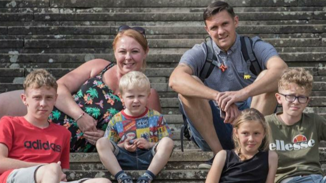  Sam Cadwallader and husband Paul with kids (L-R) Joshua, Harvey, Grace and James