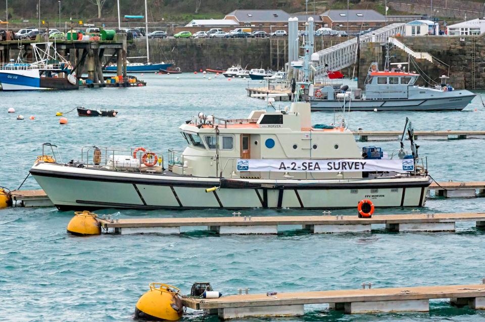  An expert team will head into the Channel on Sunday with a search boat seen moored in St Peter Port Harbour in Guernsey, today