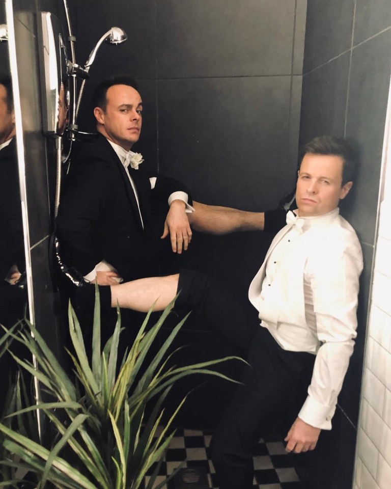 Ant and Dec have mocked Amanda Holden’s sexy shower pose with one of their own